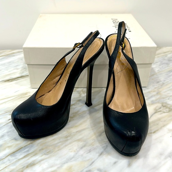 YVES SAINT LAURENT TRIBUTE SANDAL BLACK 36 6 - Picture 1 of 7